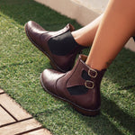 Buckled Chelsea Boots Burgundy