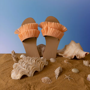 Pleated Slippers Peach