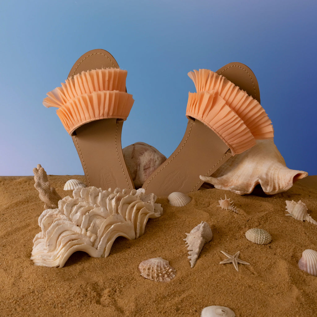 Pleated Slippers Peach
