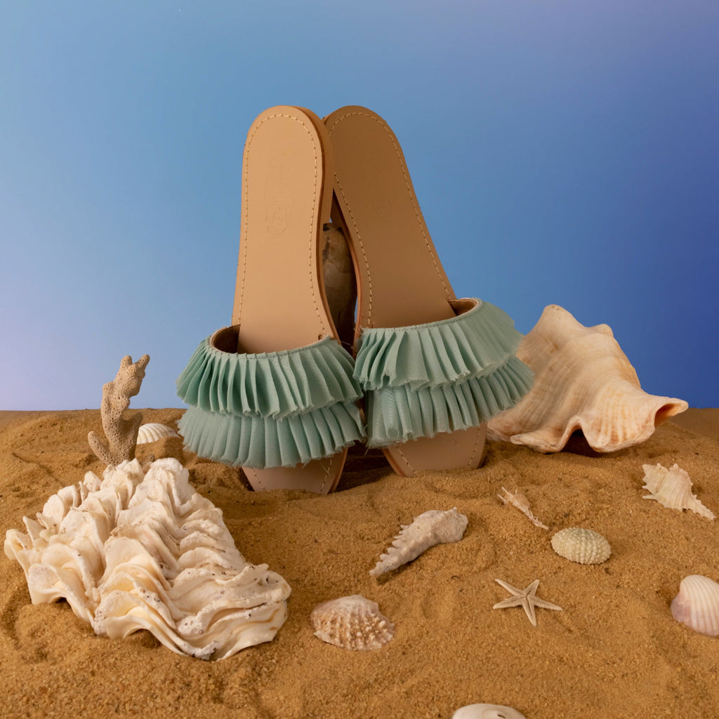 Pleated Slippers Teal