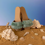 Pleated Slippers Teal
