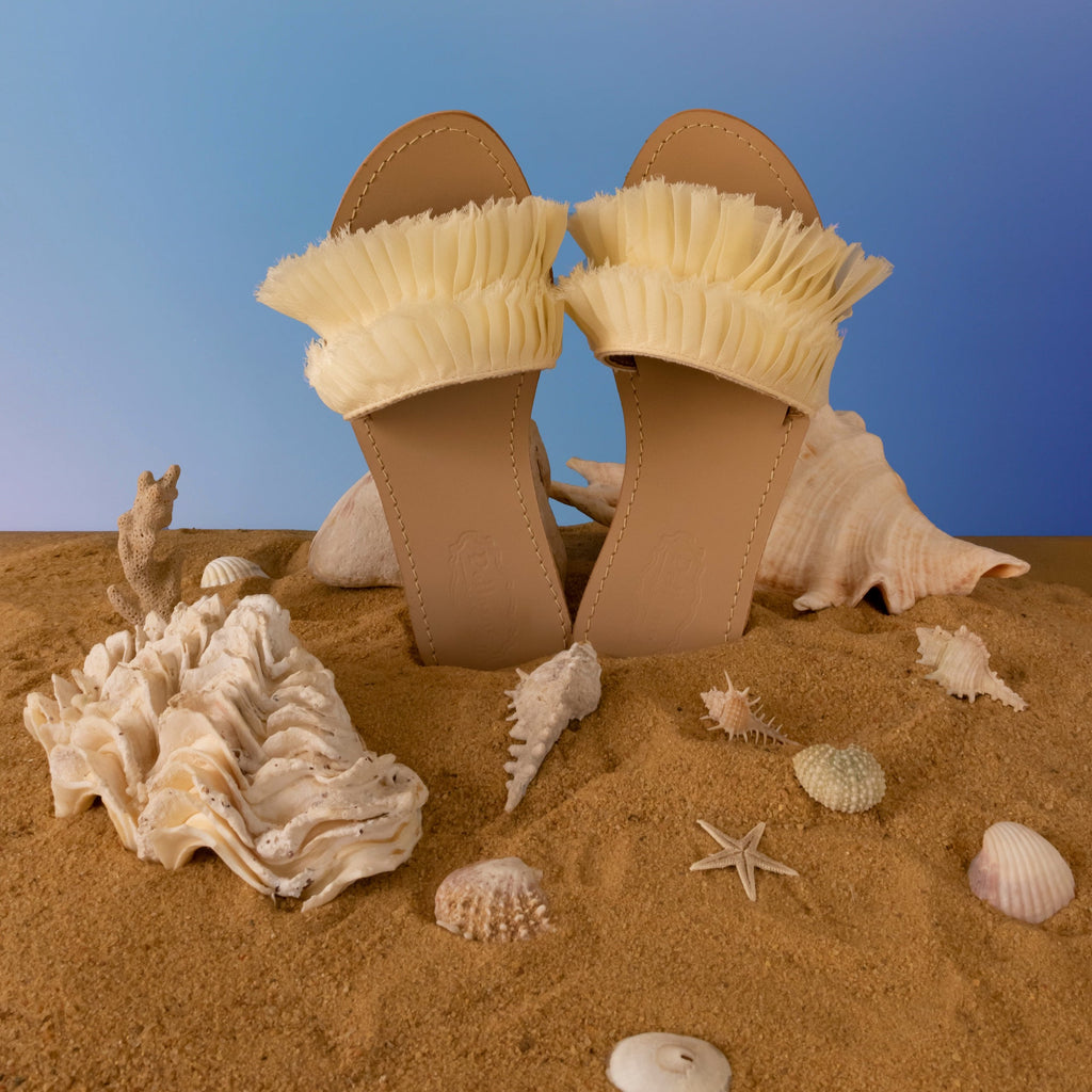 Pleated Slippers Off-White