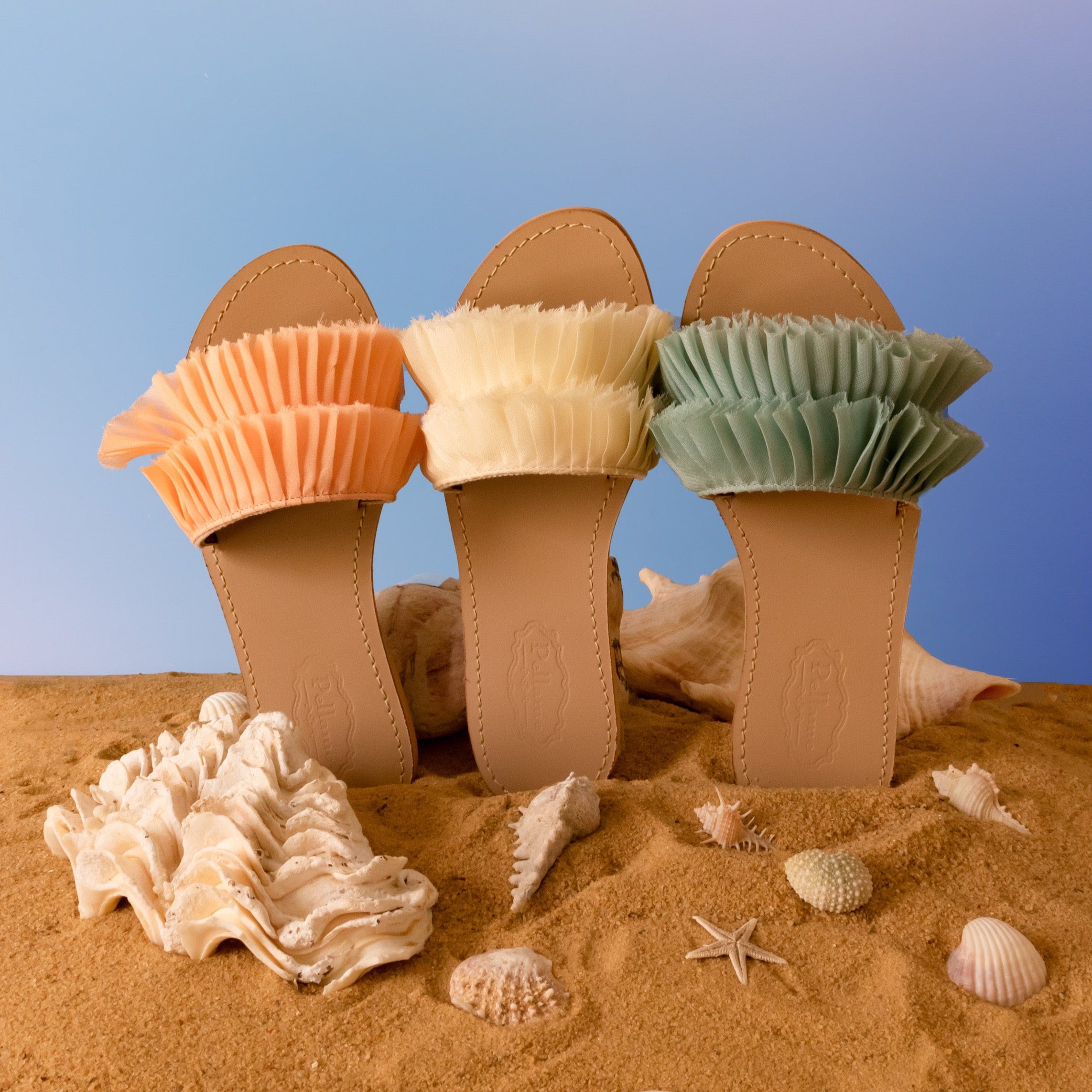 Pleated Slippers Teal