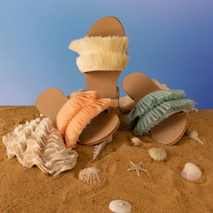 Pleated Slippers Teal