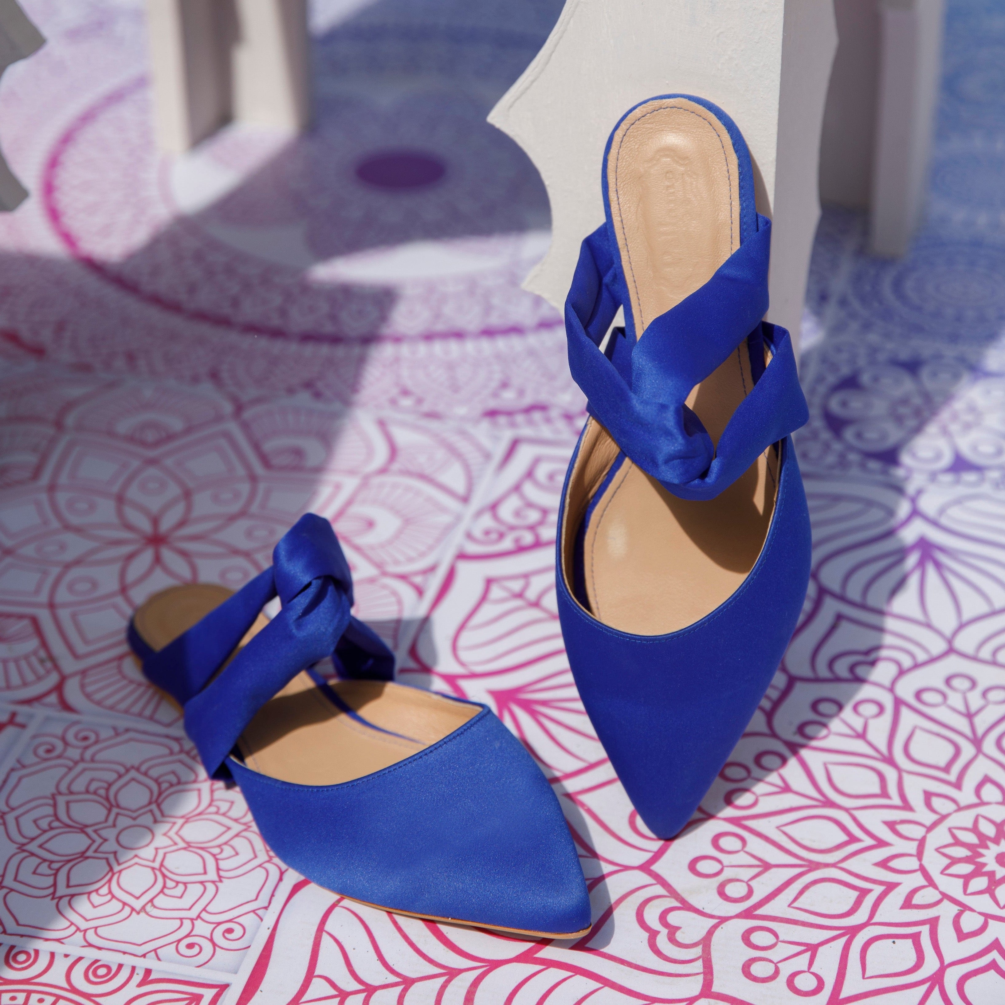 Knot Satin Mule Blue