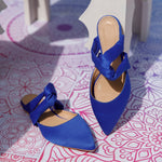Knot Satin Mule Blue