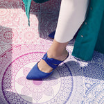 Knot Satin Mule Blue