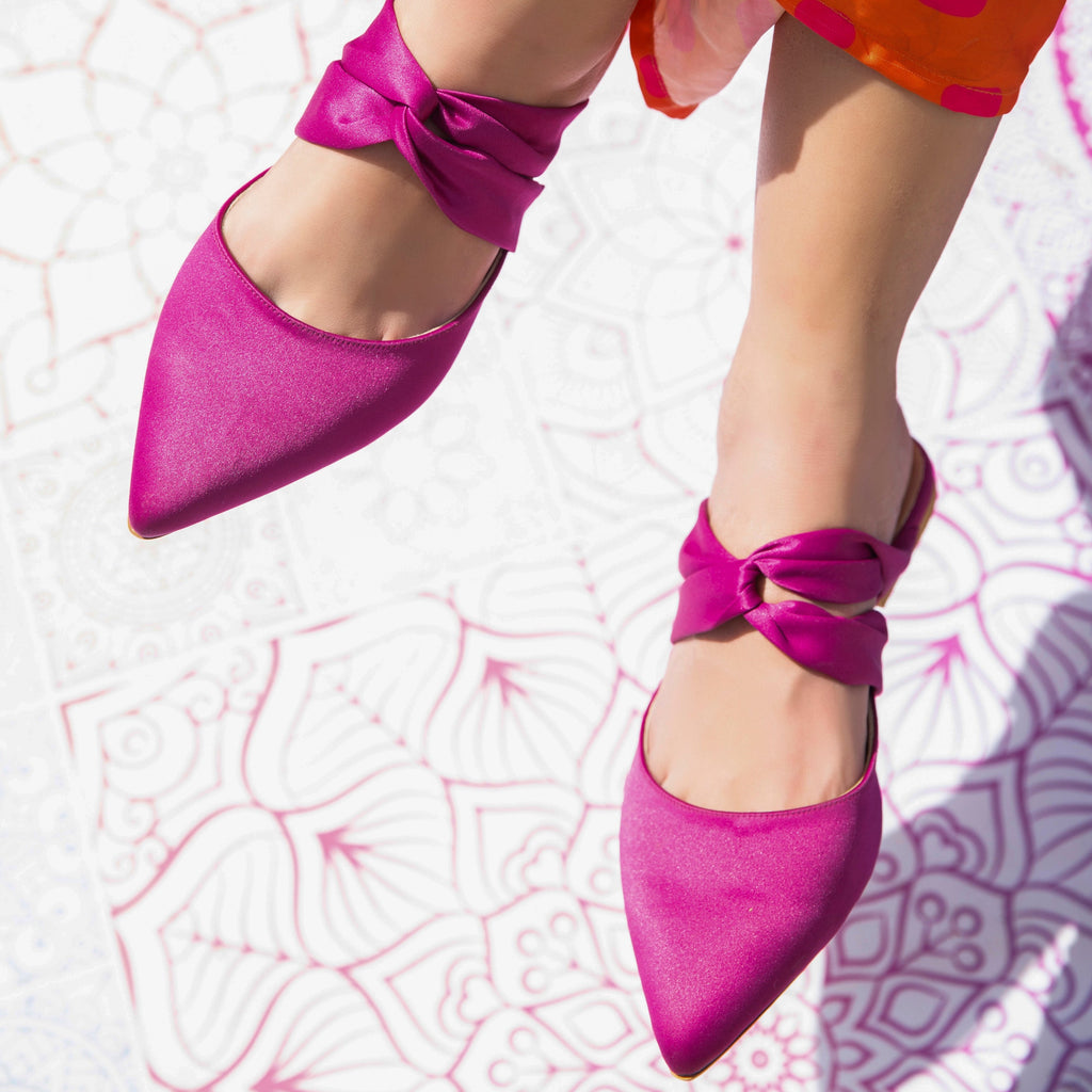 Knot Satin Mule Cyclamen
