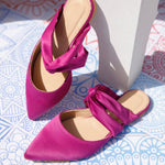 Knot Satin Mule Cyclamen