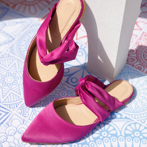 Knot Satin Mule Cyclamen