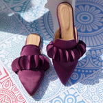 Circles Satin Mule Aubergine