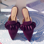 Circles Satin Mule Aubergine