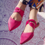 Knot Satin Mule Pink