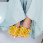 Circles Satin Mustard Slippers