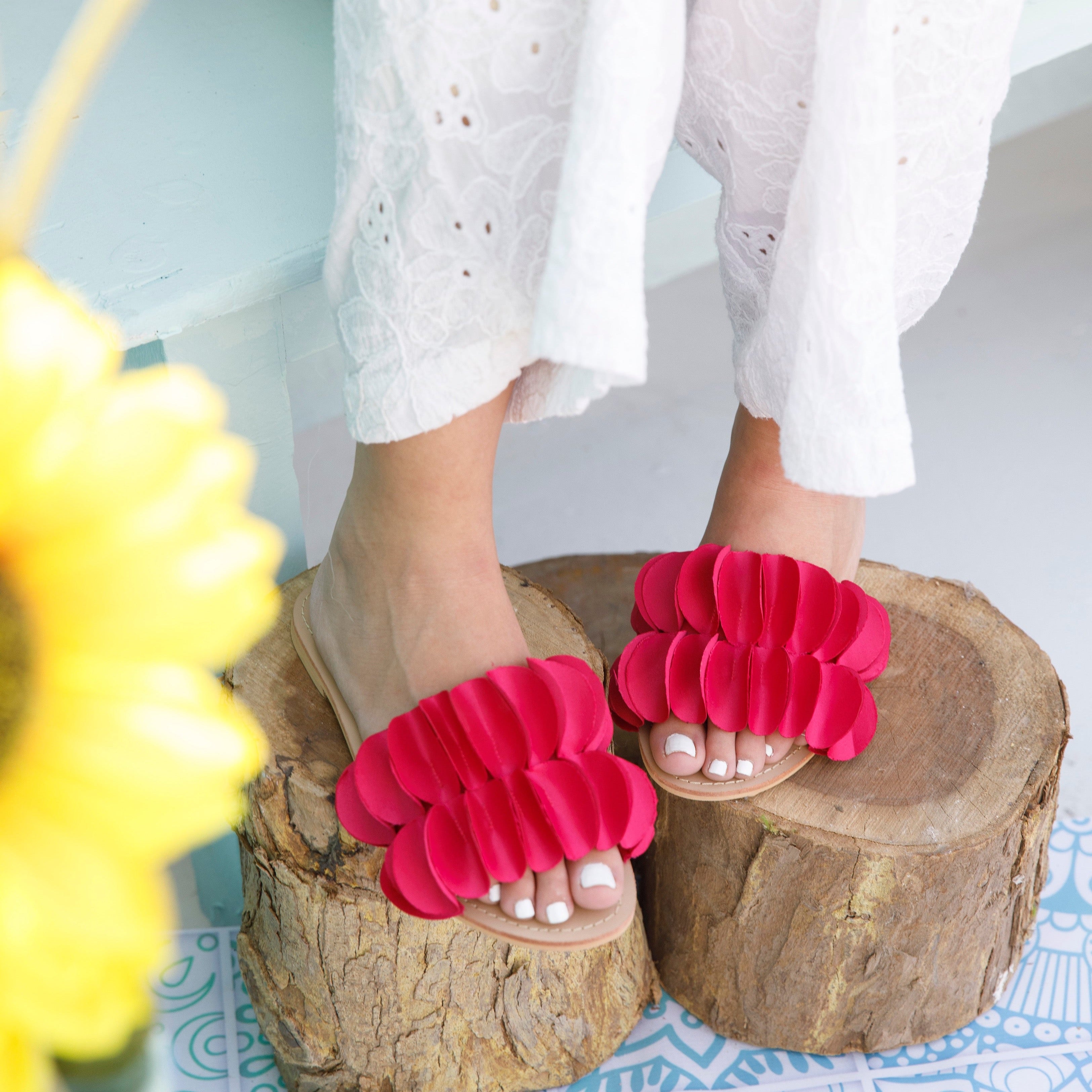 Circles Satin Pink Slippers