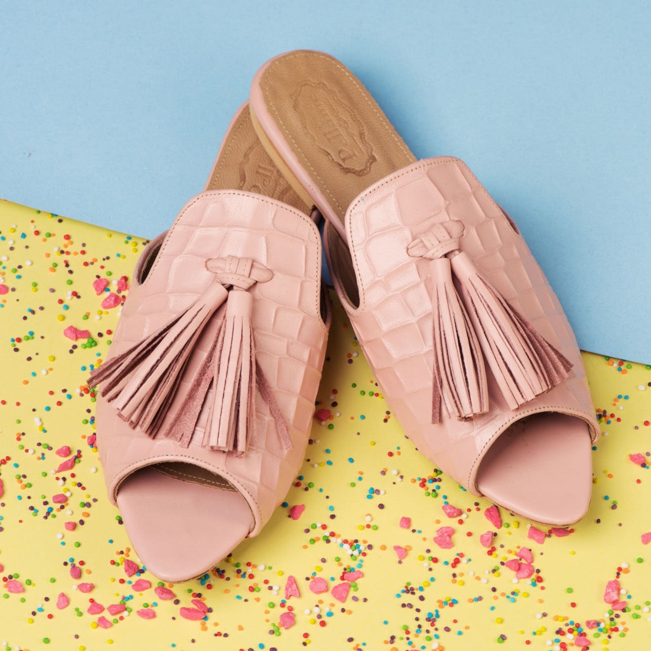 Peep-Toe Pointed Mules Pink