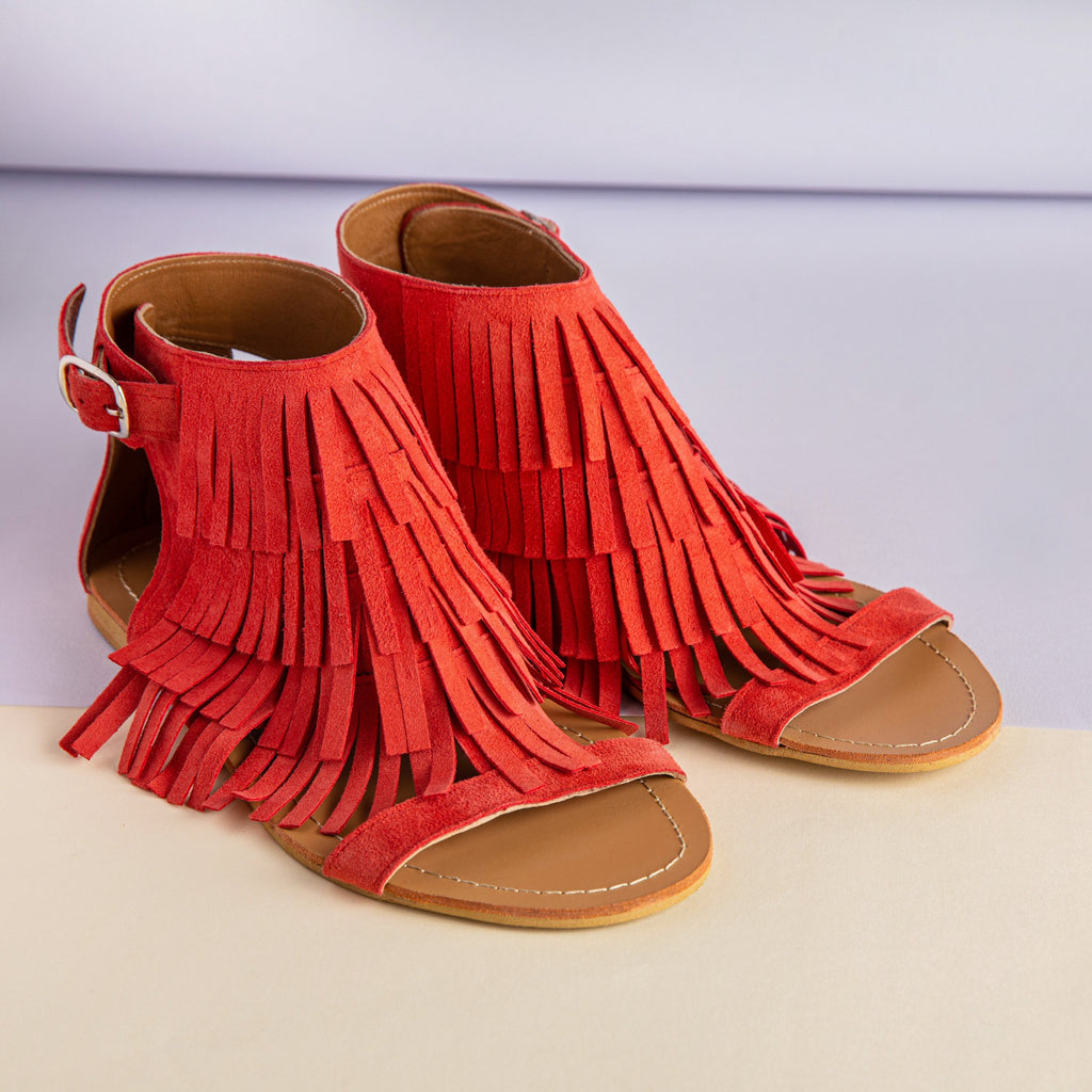 Fringed Sandals Coral
