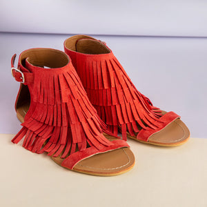 Fringed Sandals Coral
