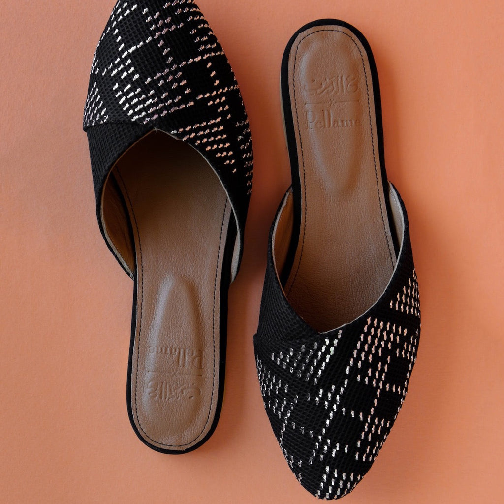 Pointed Tally Mules Black