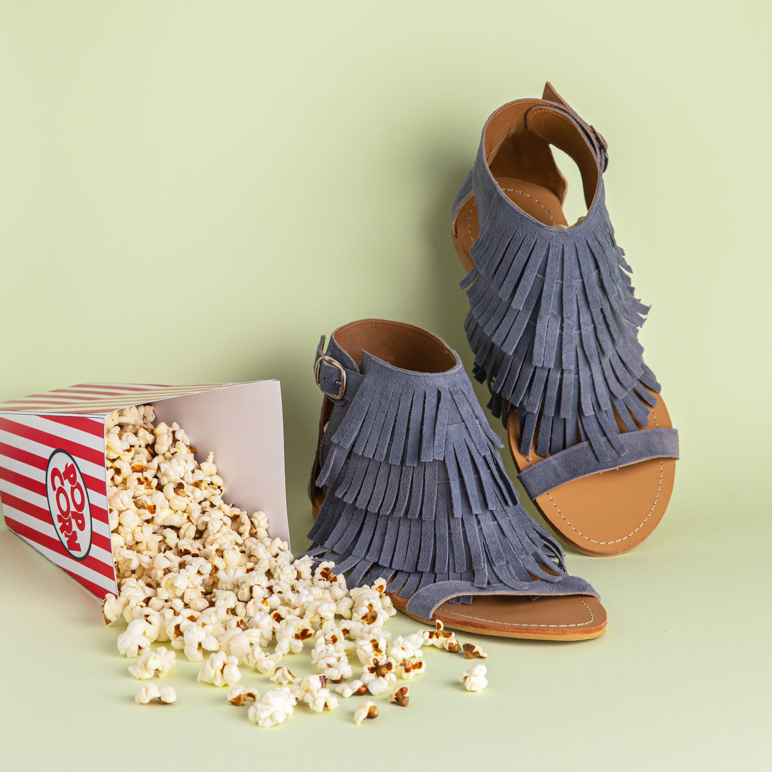 Leather online fringe sandals