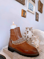 Chains Combat Boots Camel