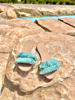 Pleated Slippers Teal