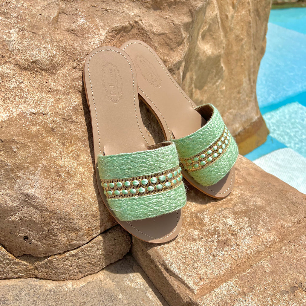Mint & Gold Slippers