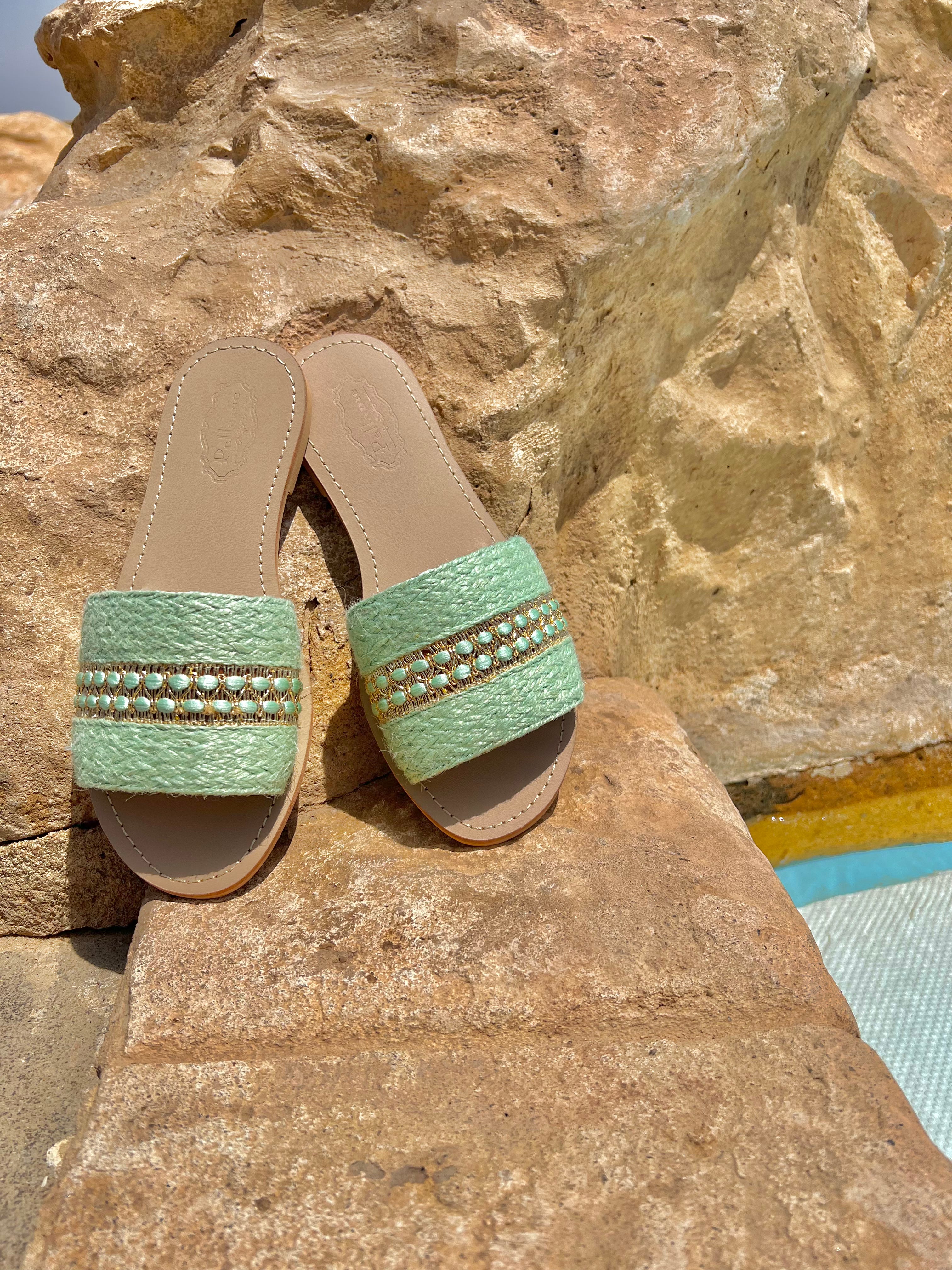 Mint & Gold Slippers