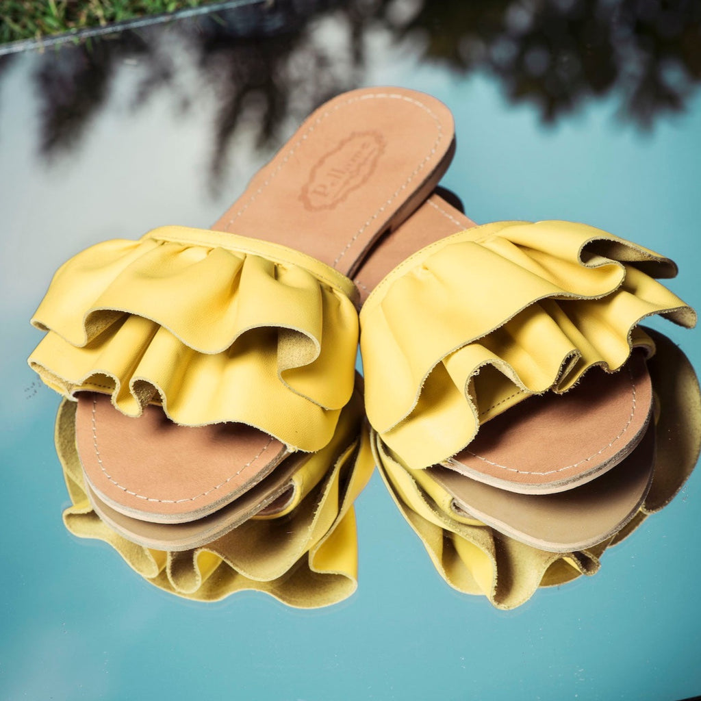 Double Ruffle Slippers Yellow