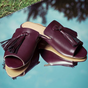 Peep-Toe Mules Burgundy